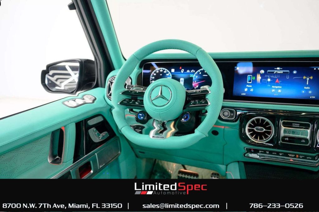 The completely customized interior of a Mansory G-Wagon at Limited Spec Automotive in Miami, FL